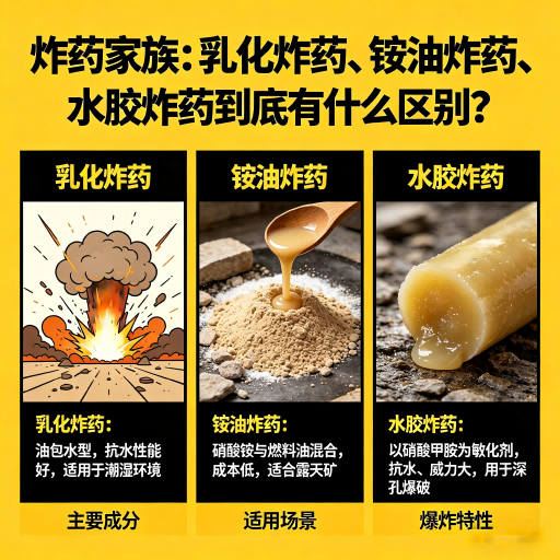 清水炸药家族：乳化炸药、铵油炸药、水胶炸药到底有什么区别？